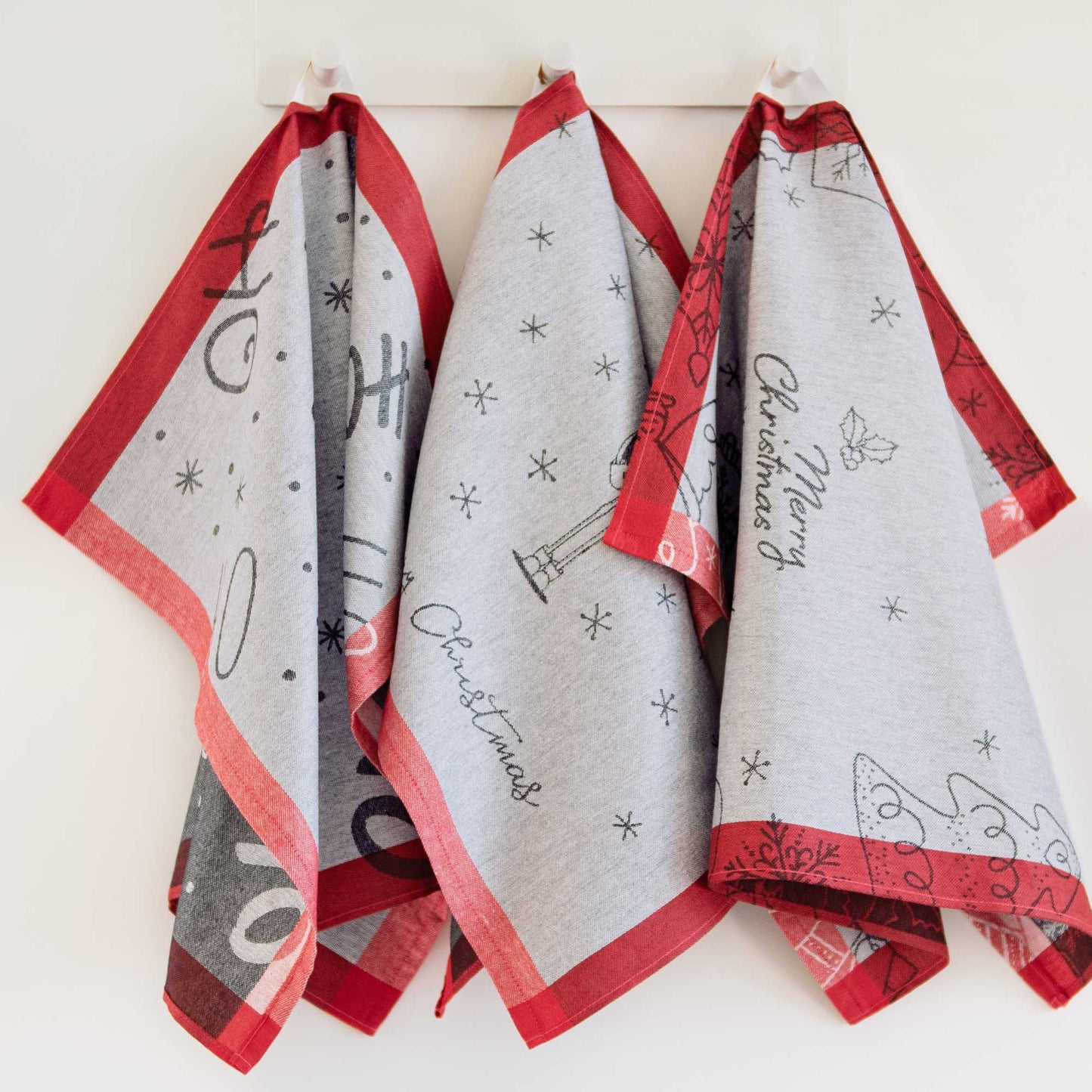 HO HO Kitchen Towel Set-red-3PCS - Gatta Finland