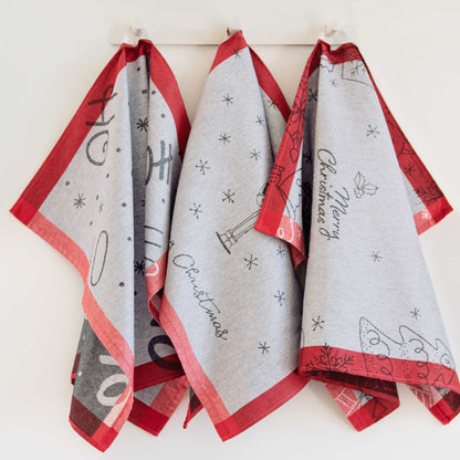 HO HO Kitchen Towel Set-red-3PCS - Gatta Finland